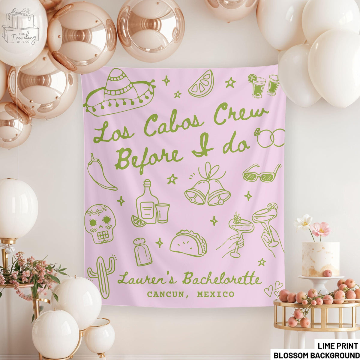 Los Cabos Bachelorette Banner Mexico Bach Decor Custom Bachelorette Backdrop Cabo Beach Bridal Shower TapestryMargarita Wedding Sign Graphic Tee – Everyday Comfort · Trending Graphic Apparel