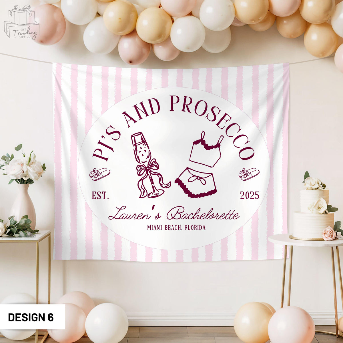 Pjs39s And Prosecco Bachelorette Party Decor Champagne Slumber Party Banner Custom Bach Tapestry Spa Bridal Shower Photo Backdrop Graphic Tee – Easygoing Wear · High-Quality Print