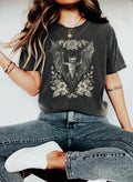 Vintage Gothic Bat Shirt Floral Bat Illustration Tee Witchy Aesthetic Halloween Shirt Dark Academia Bat T Shirt Occult Animal Top Graphic Tee – Soft Feel · High-Quality Print