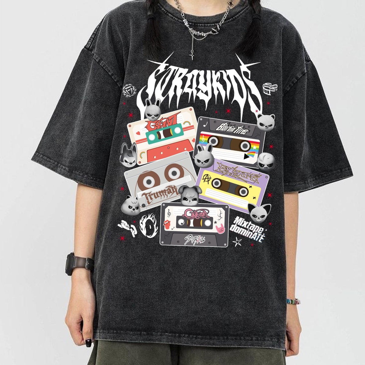 Retro Stray Kids Mixtape Dominate Tracklist Mineral Wash Tee Evil Skzoo Shirt Stray Kids dominATE SKZOO World Tour 2025 Shirt SKZ ATE Graphic Tee – Fan Favorite · Perfect For Daily Wear