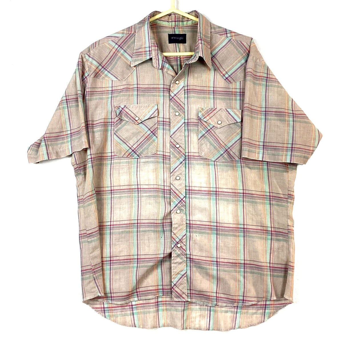 Vintage Wrangler 198039s Pearl Snap Shirt Size Large Brown Plaid Made In Usa Graphic Tee – Premium Graphic · High-Quality Print