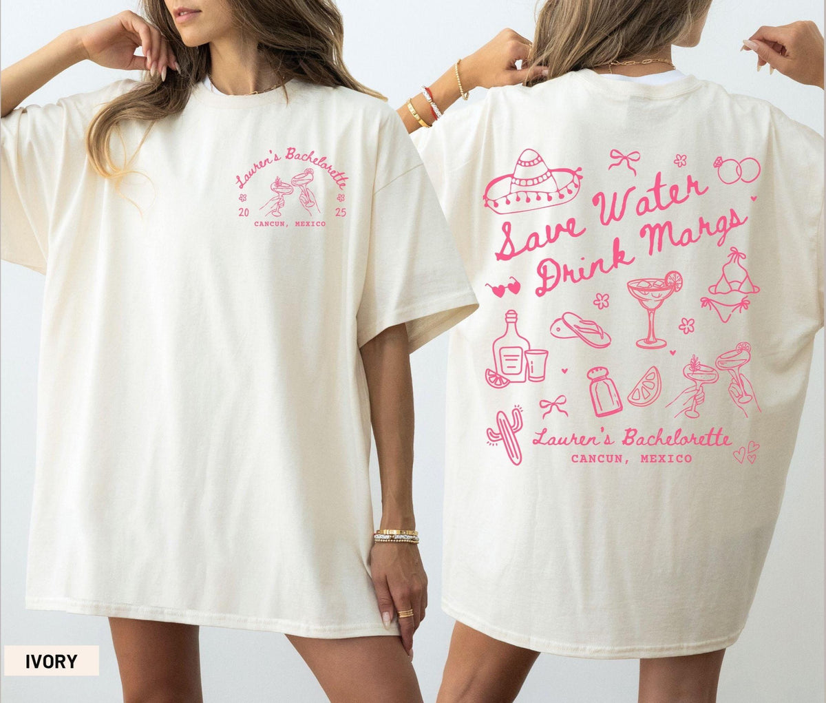 Save Water Drink Margs Bachelorette Shirt Custom Beach Bridal Party TShirt Mexico Girls Trip Tees Cabo Luxury Tropical Margarita Bach Merch Graphic Tee – Easygoing Wear · Perfect For Daily Wear