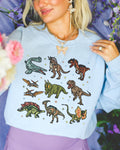 Doodle Dinosaur Sweatshirt with Stars Shirt for Dinosaur Lovers of All Ages with Cute Retro Aesthetic Stars 90s Vibe Cute Birthday Gift Sweatshirt – Cozy Vibes · High-Quality Print