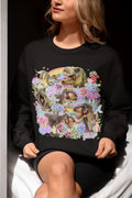 Floral Dinosaur Lover Sweatshirt with Rainbows and Hydrangea Flowers Butterly Lover TRex Crewneck for Paleontologist or Science Major Sweatshirt – Cozy Vibes · Top Pick For Any Outfit