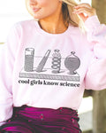 Science Teacher Sweatshirt for Women in STEM Cool Girls Love Science Women in Science Crewneck for Science Major or Chemistry Professor Sweatshirt – Cozy Vibes · Perfect For Daily Wear