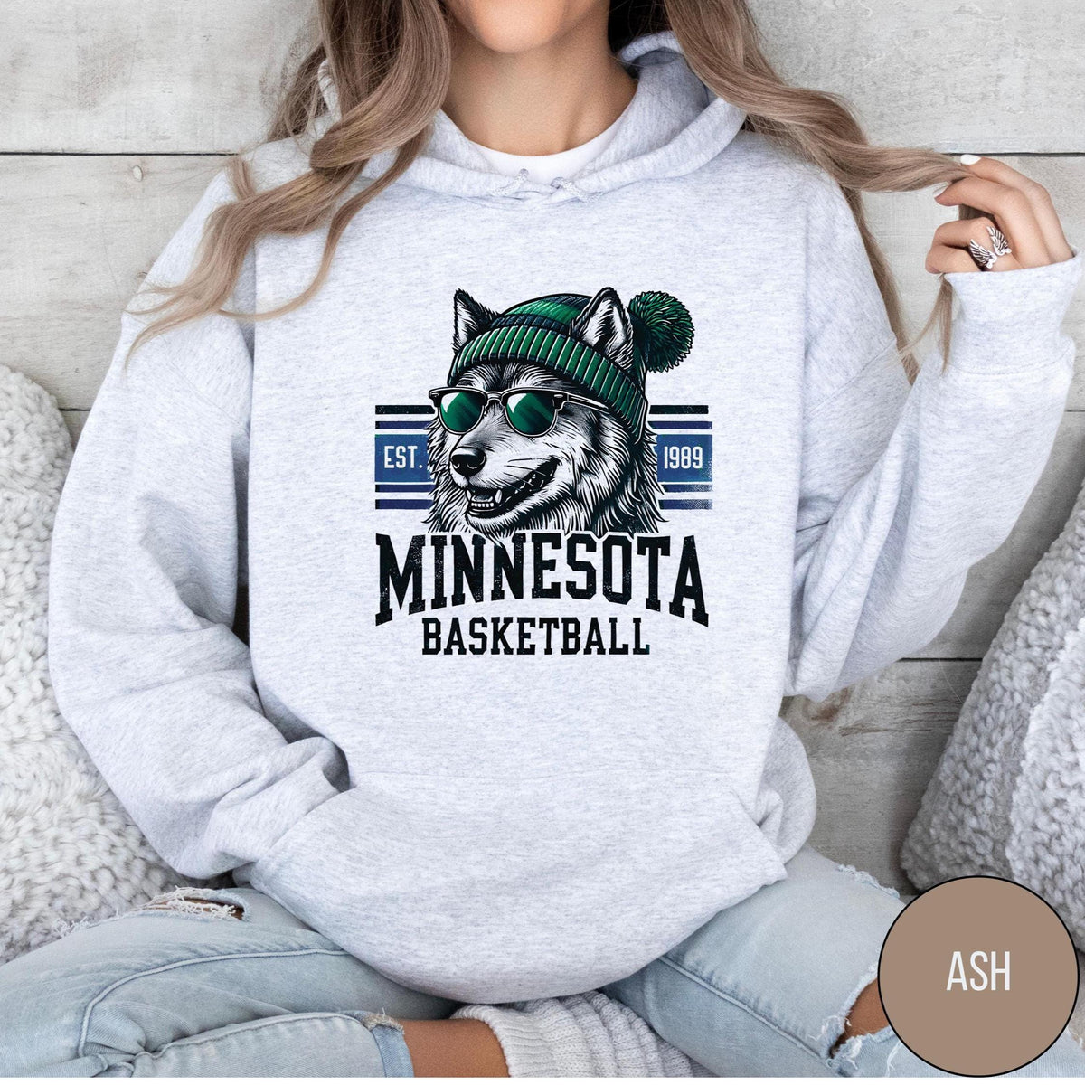 Retro Minnesota Basketball Hoodie Vintage Sports Sweatshirt Minnesota Fan Apparel Wolves Basketball Lover Gift Timber wolves Spirit Hoodie Hoodie – Easygoing Wear · High-Quality Print