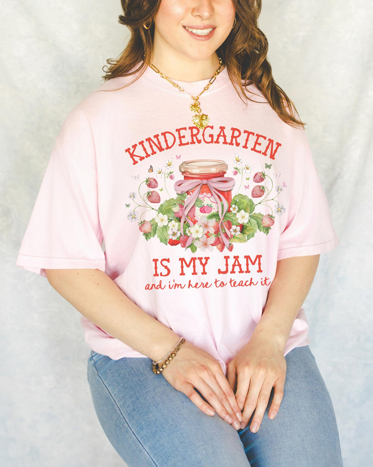 Kindergarten Teacher Tee Shirt with Strawberries Kindergarten is My Jam Back to School or Meet the Teacher TShirt for Kindergarten Crew Graphic Tee – Easygoing Wear · Trending Graphic Apparel