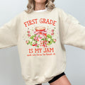 First Grade Teacher Sweatshirt with Strawberries First Grade is My Jam Matching Back to School Meet the Teacher Shirt First Grade Crew Sweatshirt – Feel-Good Design · Perfect For Daily Wear