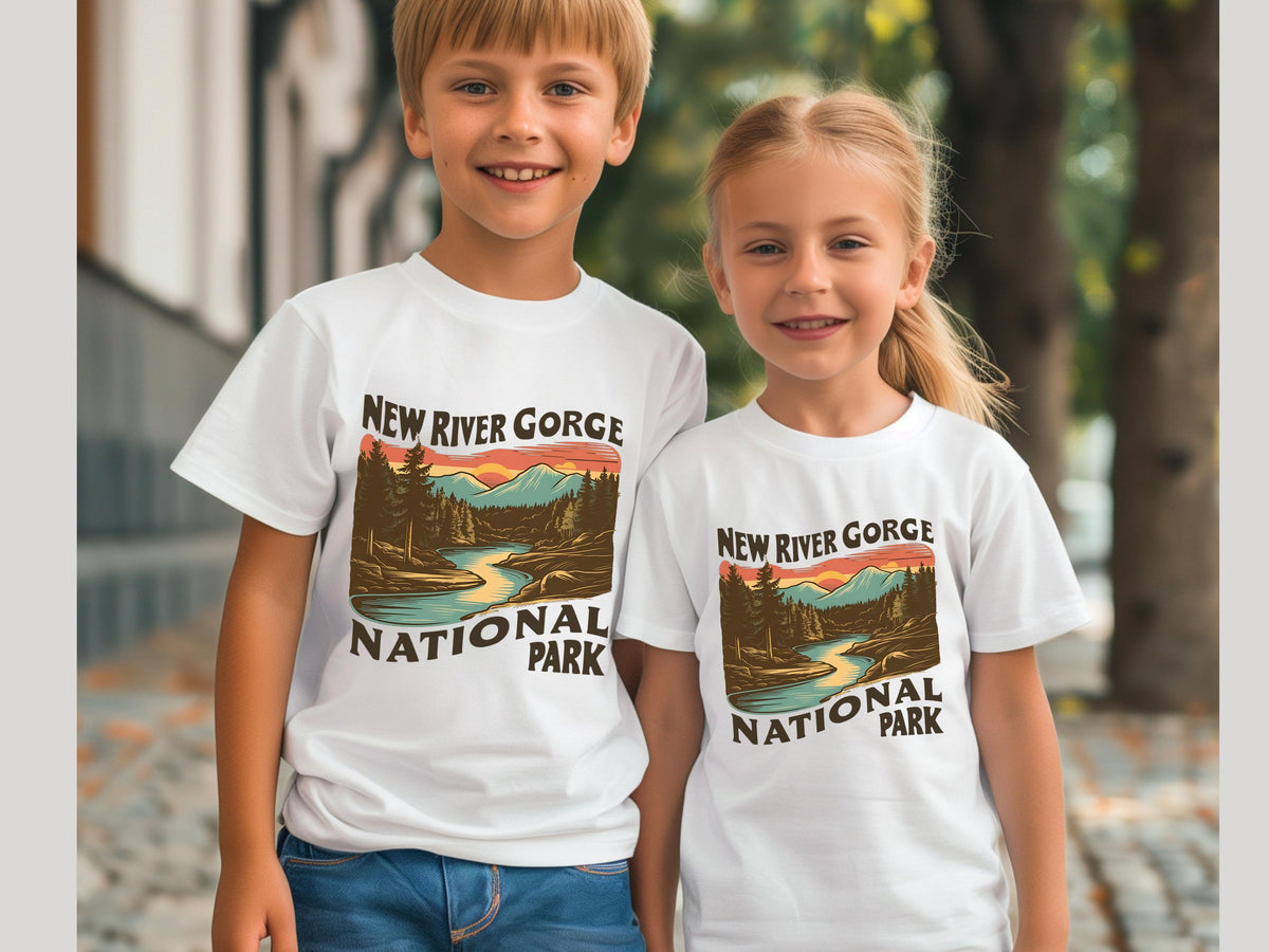 Youth Tee New River Gorge Kids Shirt Outdoor Adventure Clothing Nature Lover Gift Kids Graphic Tee Appalachian Trail Kid Shirt WV Graphic Tee – Aesthetic Look · Great Gift For Fans