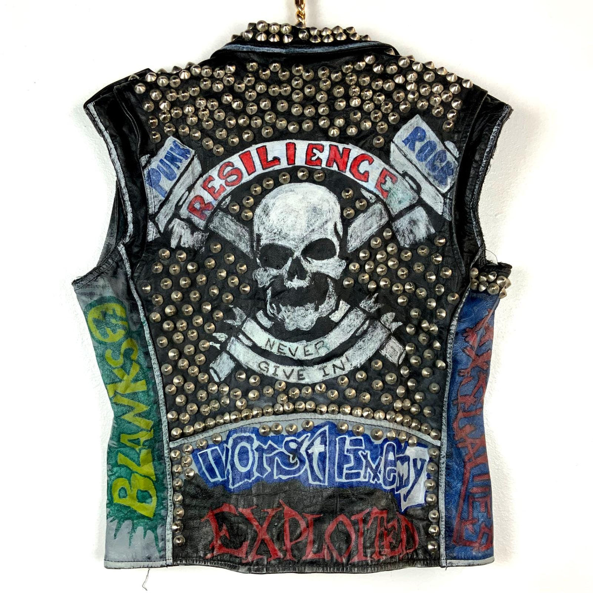 Vintage Punk Rock Leather Vest Jacket Medium Studded 77 Blanks The Casualties Graphic Tee – Premium Graphic · Top Pick For Any Outfit