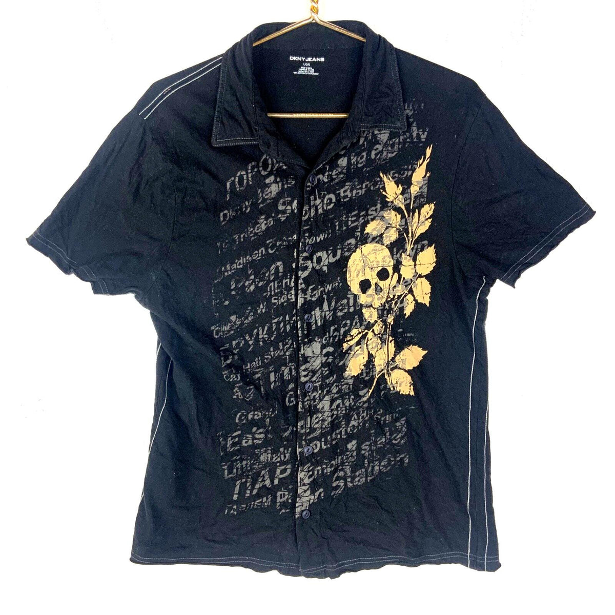 Vintage Dkny Jeans Shirt Women39s Large Black Short Sleeve Button Up Y2k Graphic Tee – Easygoing Wear · Trending Graphic Apparel