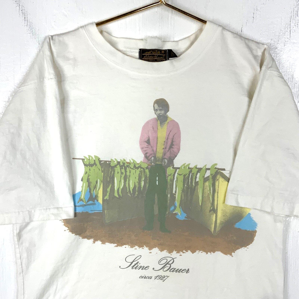 Vintage Eddie Bauer TShirt Size Medium White Stine Bauer Graphic Tee – Premium Graphic · Trending Graphic Apparel