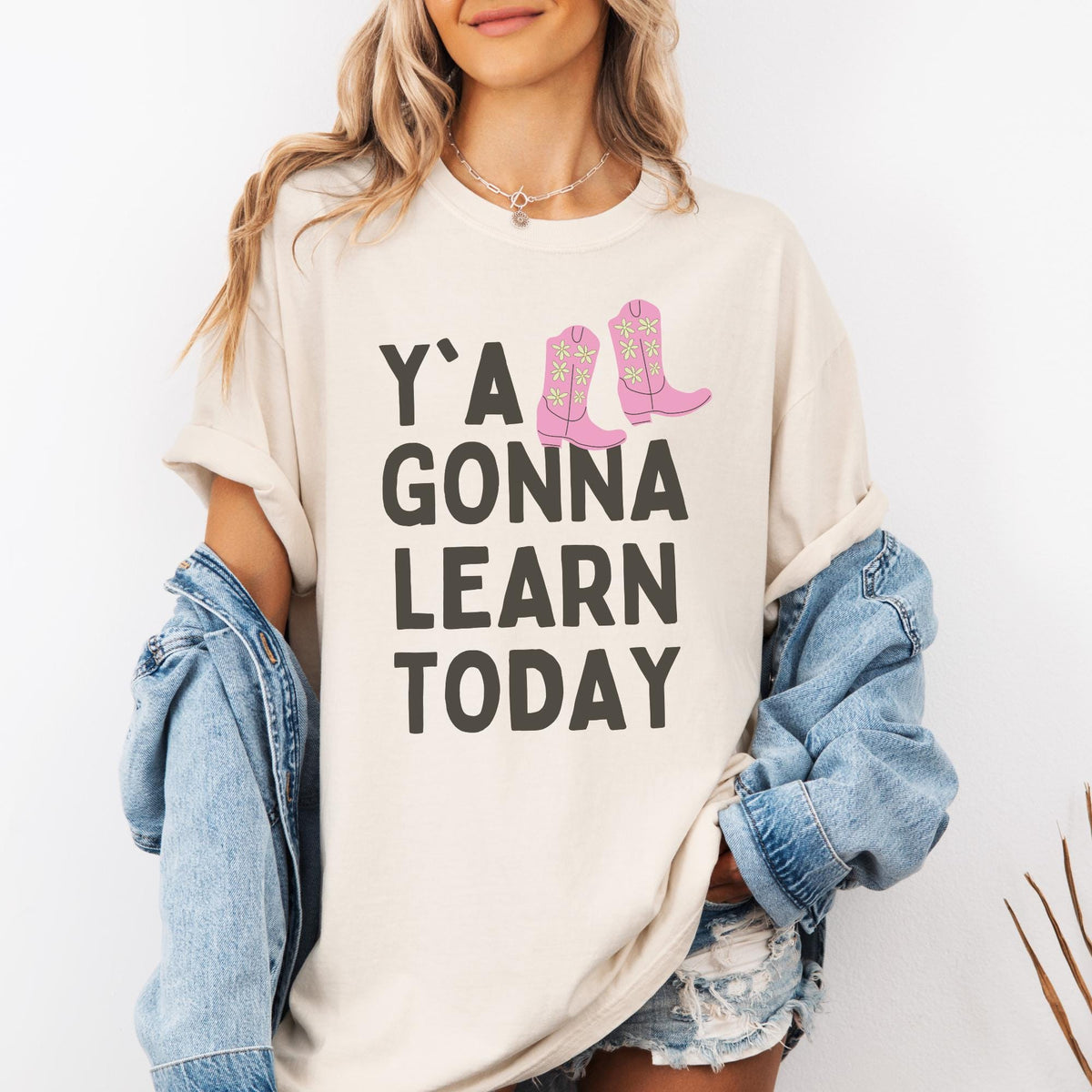 Y39all Gonna Learn Today Funny Saying Teacher TShirt with Western Aesthetic Teacher Appreciation Gift Junior High or High School Teacher Graphic Tee – Feel-Good Design · Must-Have Style
