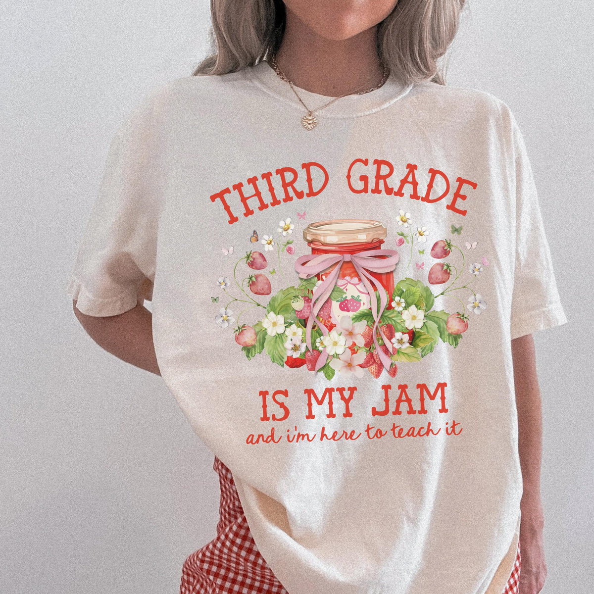 Third Grade Teacher Tee with Strawberries Third Grade is My Jam Matching Back to School Meet the Teacher Shirt First Day Third Grade Tee Graphic Tee – Easygoing Wear · Trending Graphic Apparel