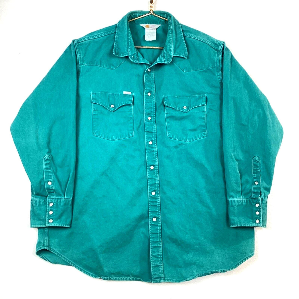 Vintage Carhartt Denim Shirt Size 2XL Green Pearl Snap Long Sleeve 90s Graphic Tee – Soft Feel · Trending Graphic Apparel