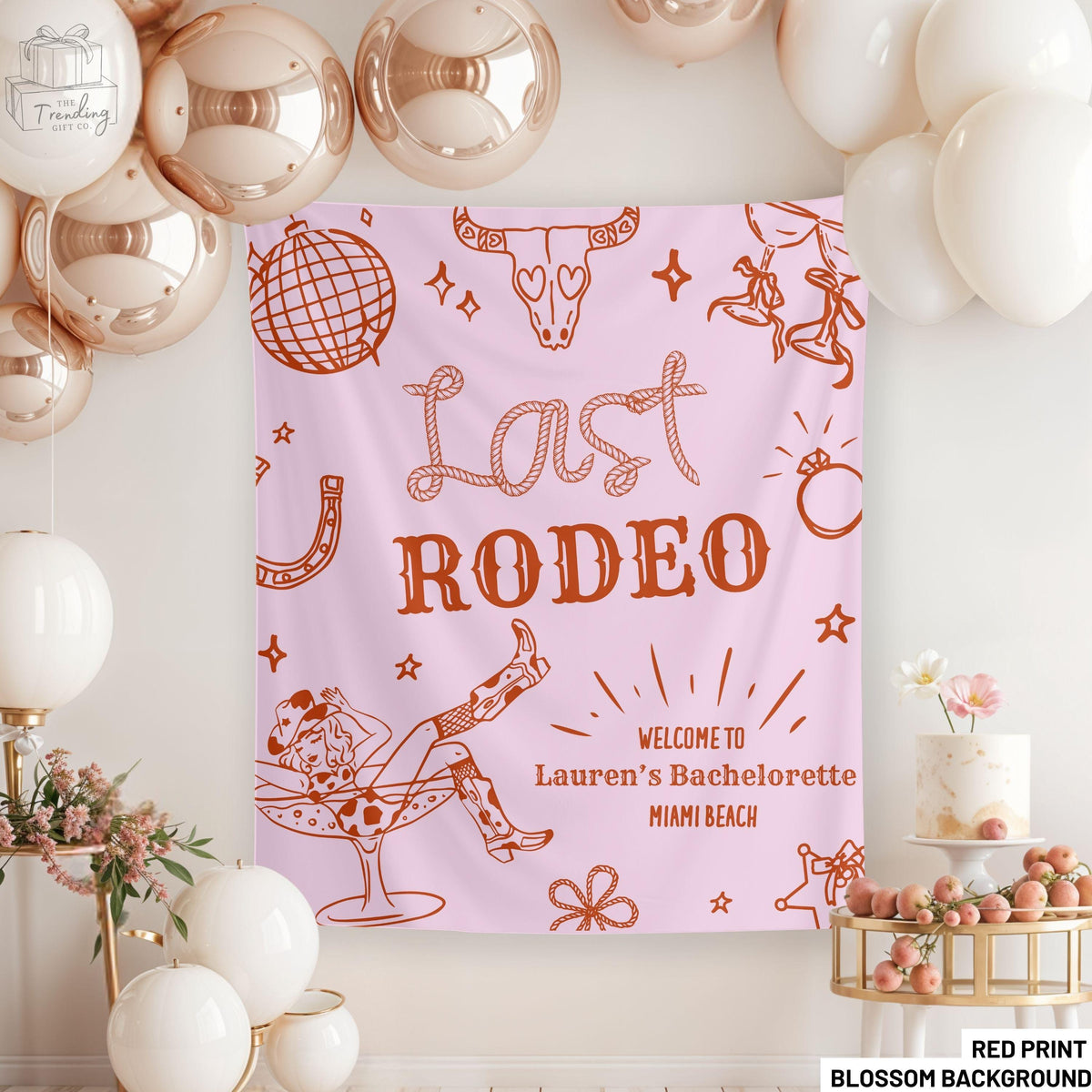 Last Rodeo Bachelorette Decorations Cowgirl Bachelorette Banner Nashville Bach Party Backdrop Western Welcome Sign Rodeo Bridal Shower Graphic Tee – Premium Graphic · High-Quality Print
