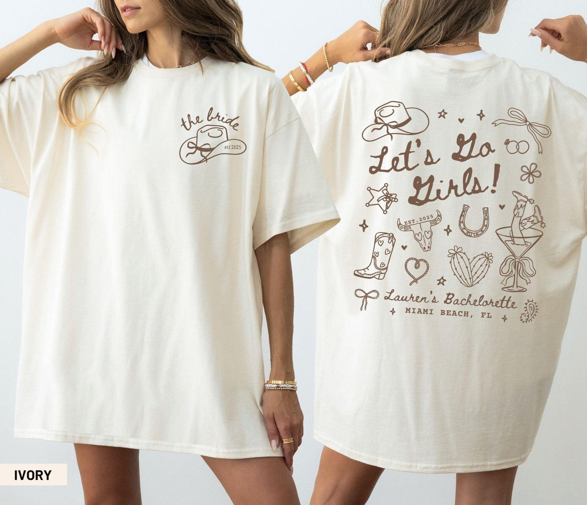 Custom Cowgirl Bride Shirt Personalized Western Bachelorette Tshirt Lets Go Girls Nashville Bach Matching Country Bridal Party Tees Graphic Tee – Feel-Good Design · Must-Have Style