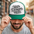 Green Foam Trucker Cap Mockup Printify Otto Foam Green Trucker Hat Mockup Mesh Hat Mockup Green White Trendy Mockup Male POD Hat Mockup Graphic Tee – Aesthetic Look · High-Quality Print