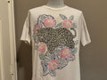 Vintage 9039s Beautiful Jaguar With Flowers Big Cat Glitter Tshirt XL Graphic Tee – Soft Feel · Perfect For Daily Wear