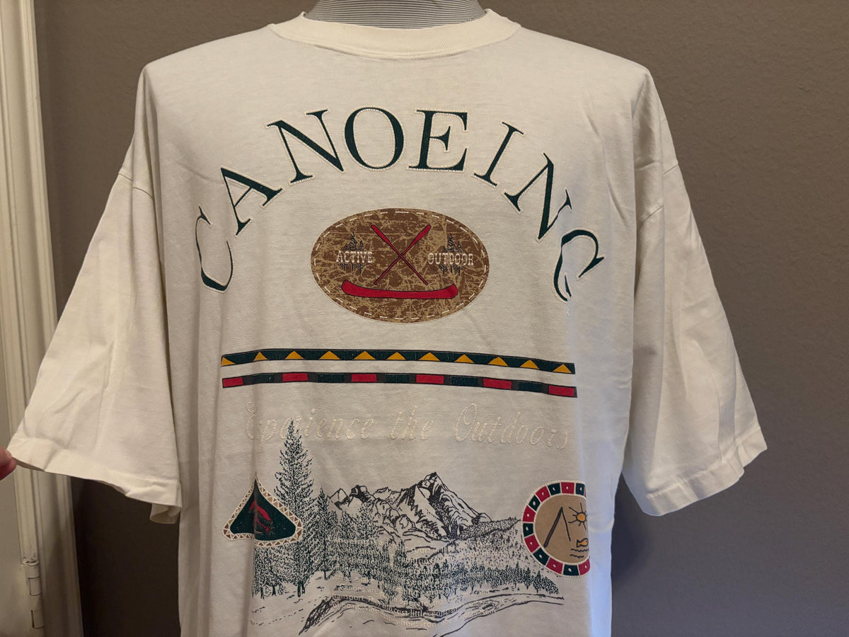 Vintage 9039s Canoeing Experience The Outdoors Active Nature Canoe Tshirt XL Graphic Tee – Cozy Vibes · Perfect For Daily Wear