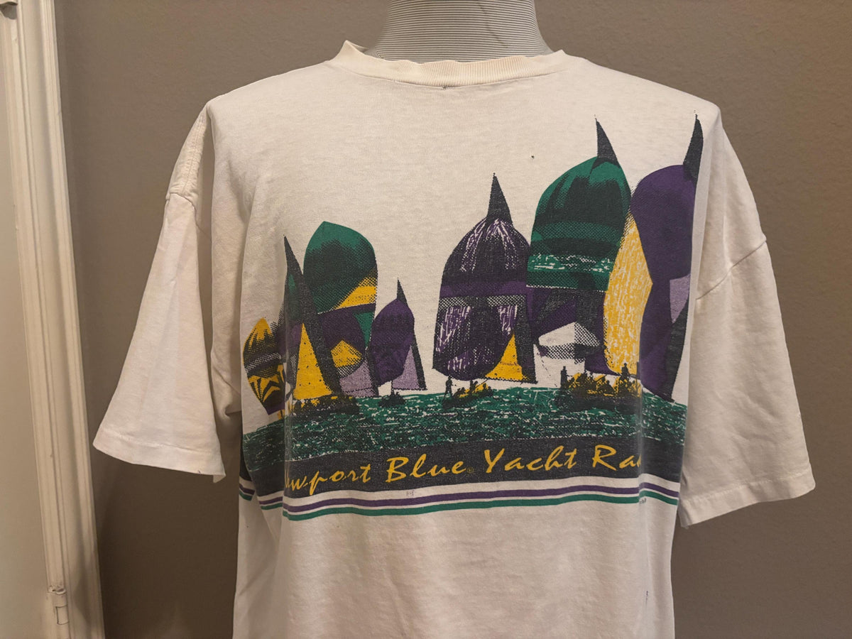 Vintage 9039s Newport Blue Yacht Race Ocean Boat Tshirt XXL Graphic Tee – Aesthetic Look · Great Gift For Fans