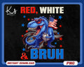 Red White Bruh Dinosaur American Flag 4th Of July Png Kids 4th Of July Png Patriotic Png For Boys Red White And Rawr Shirt Png Design Graphic Tee – Bold Style · Perfect For Daily Wear