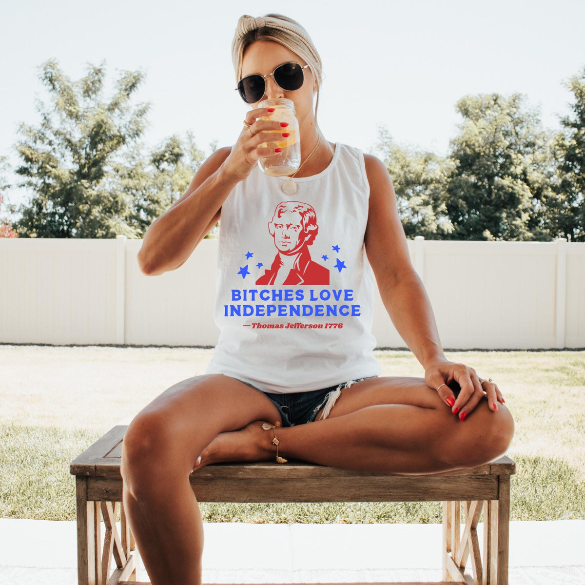 Comfort Colors Bitches Love Independence Tank Usa Patriotic Tee 4th of July Party TShirt Trendy Usa Celebration Shirt July 4th Tank Tank Top – Warm & Stylish · Trending Graphic Apparel