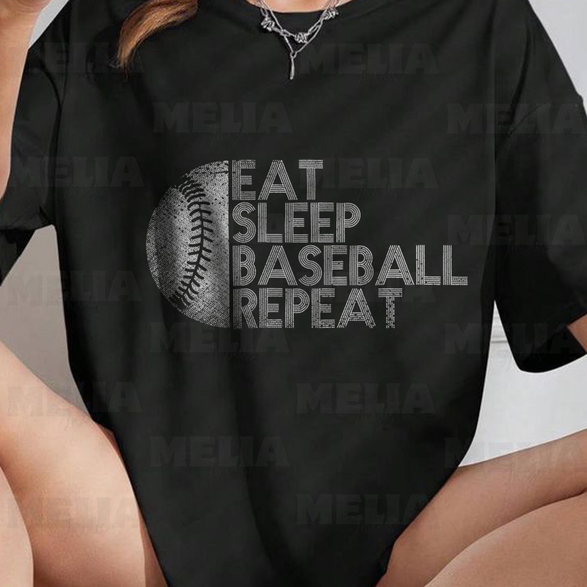 Eat Sleep Baseball Repeat PNG design for T shirts apparel Funny sports quote PNG for players and fans Digital download graphic PNG Graphic Tee – Bold Style · Top Pick For Any Outfit