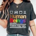 Be a Decent Human Shirt Rainbow hearts tee Pride shirt Graphic Tee – Cozy Vibes · Perfect For Daily Wear