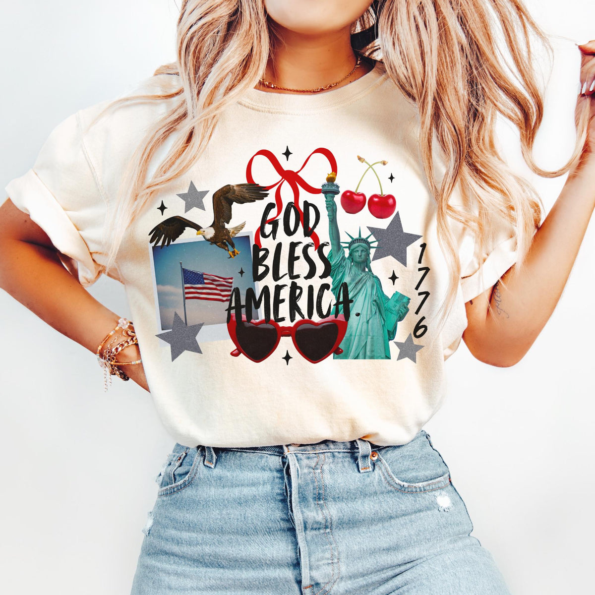God Bless America July 4th Shirt July 4th Tee Independence Day Shirt 4th of July Party TShirt Trendy Usa Celebration Graphic Tee – Cozy Vibes · Must-Have Style