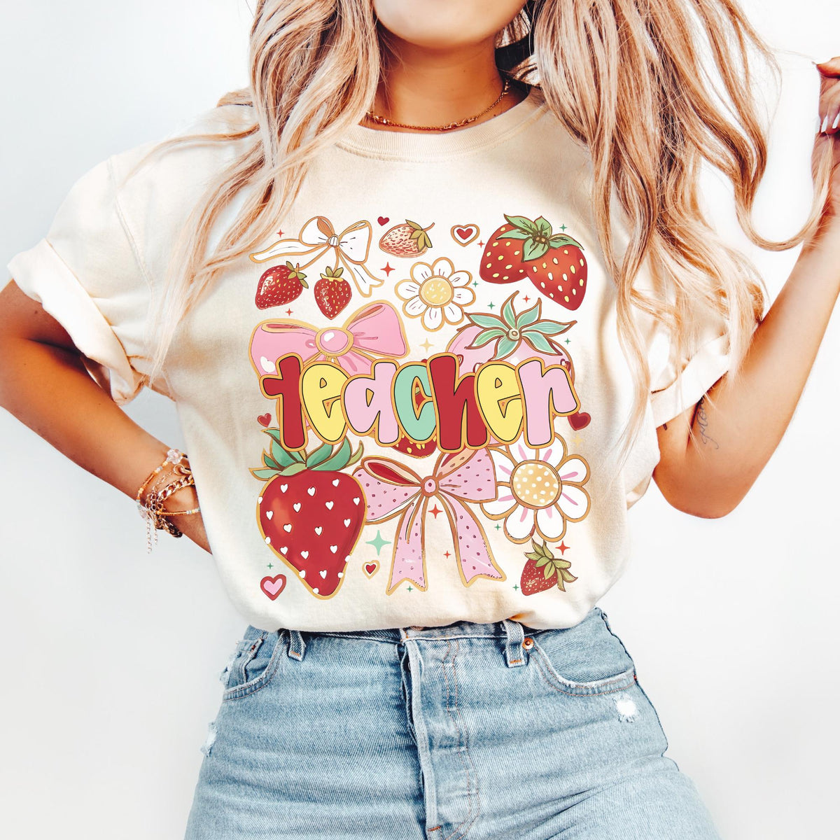 Comfort Colors Coquette Teacher Shirt Teach Shirt Coquette Bow Teacher TShirt Teacher Appreciation Gift Teacher Strawberry Shirt Graphic Tee – Cozy Vibes · Great Gift For Fans