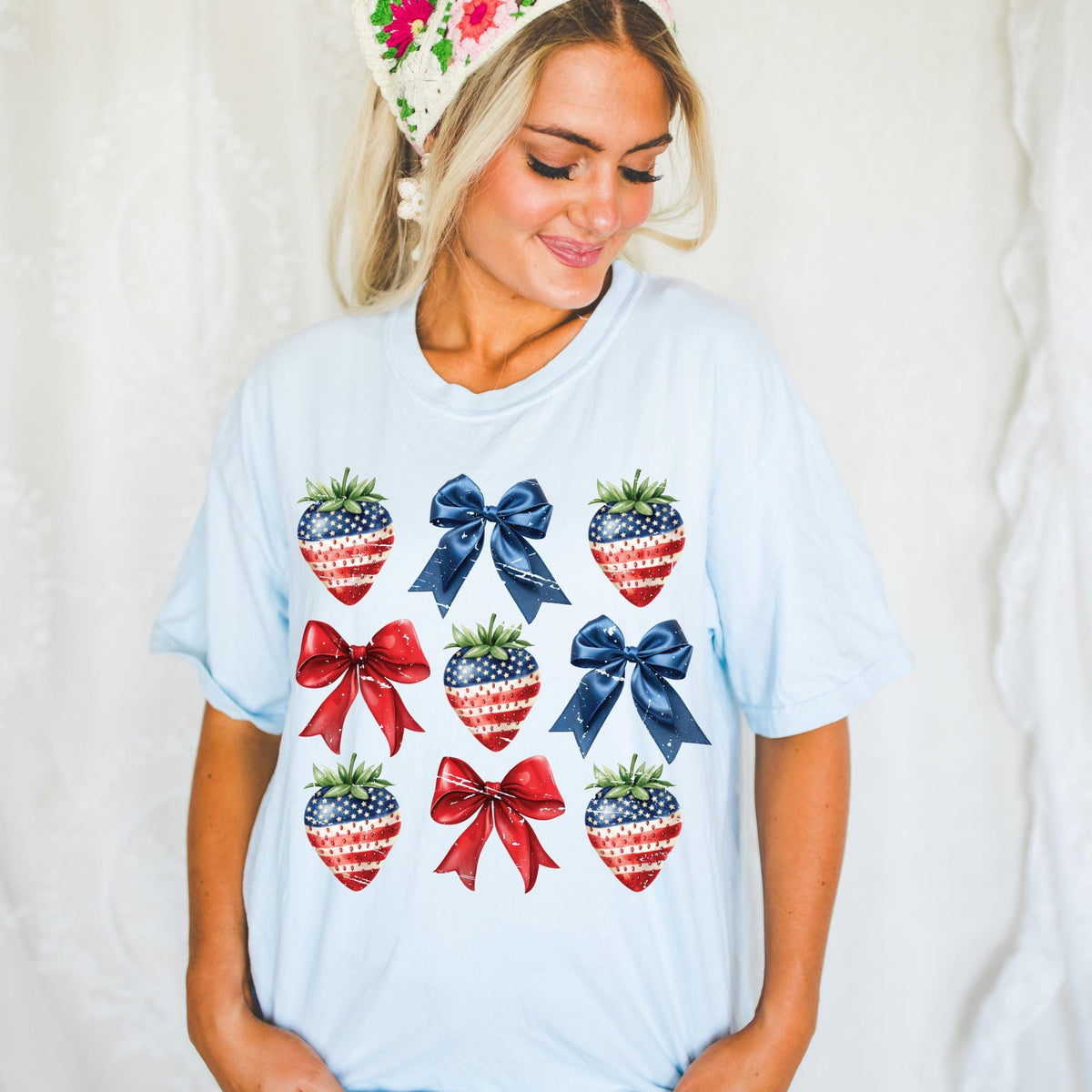 Strawberry Bow Shirt July 4th Shirt July 4th Tee Independence Day Shirt TShirt Usa Patriotic Tee 4th of July Party TShirt Trendy USA Graphic Tee – Bold Style · Great Gift For Fans