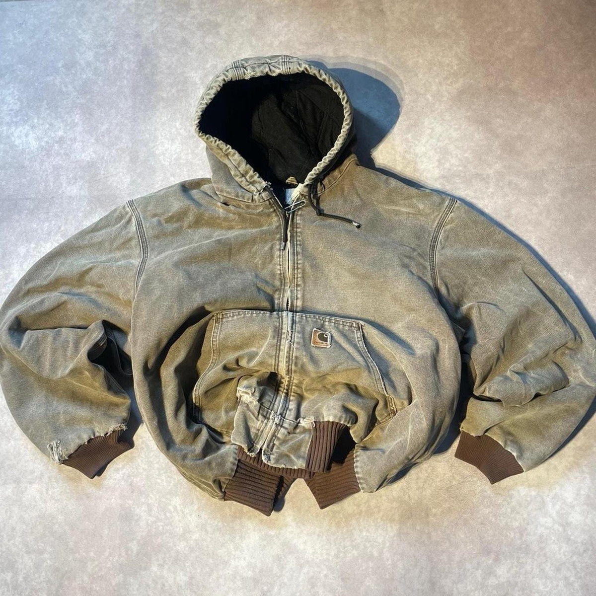 Vintage Carhartt Workwear Embroidered Zip Up Hooded Jacket Closet Essential Graphic Tee – Premium Graphic · Must-Have Style