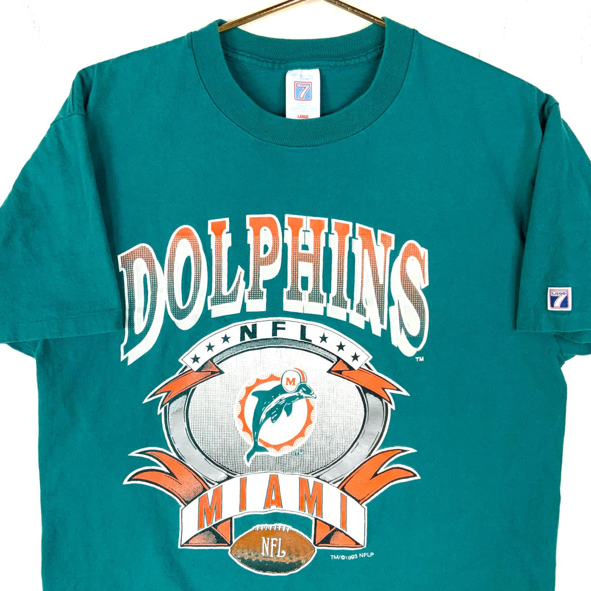 Vintage Miami Dolphins Logo 7 Tshirt Large Green Single Stitch 1993 Nfl 90s Graphic Tee – Bold Style · Perfect For Daily Wear