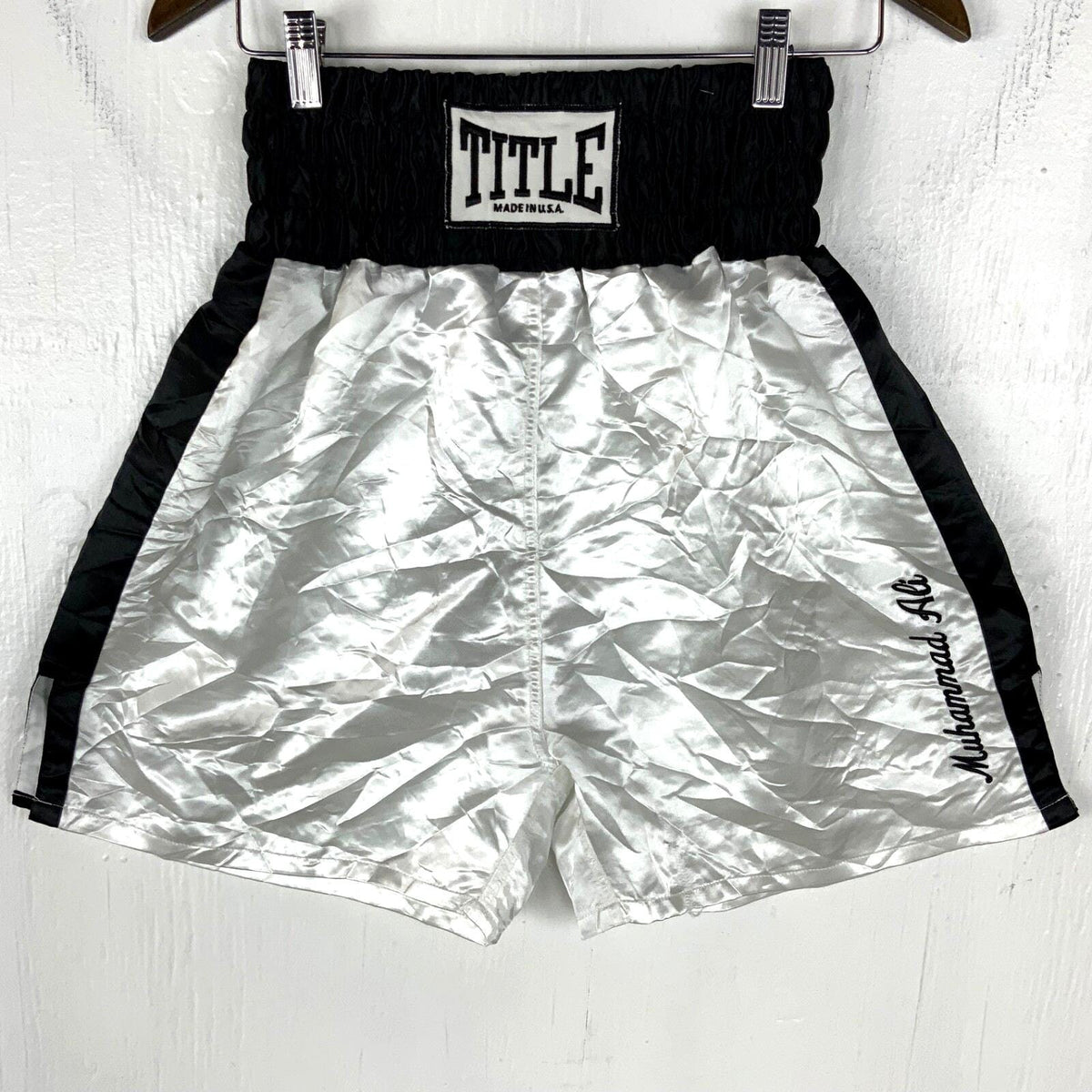 Title Muhammad Ali Boxing Shorts Small White Graphic Tee – Aesthetic Look · Trending Graphic Apparel