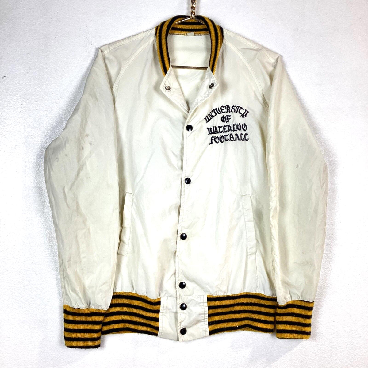 Vintage University of Waterloo Football Jacket Size Medium White Windbreaker 70s Graphic Tee – Warm & Stylish · Trending Graphic Apparel