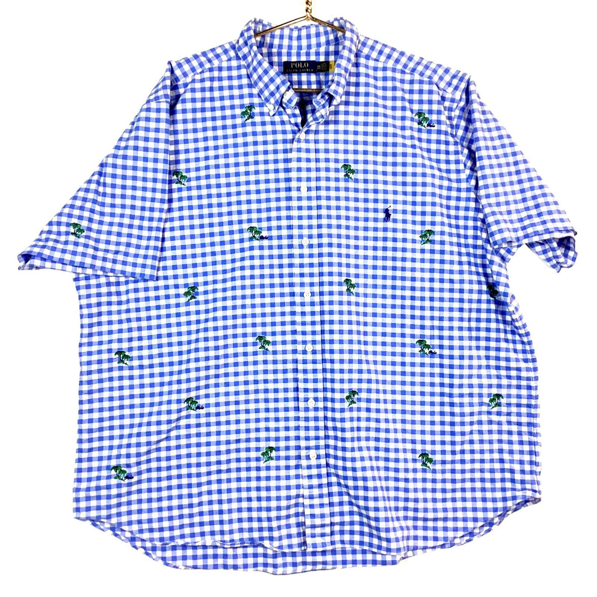 Polo Ralph Lauren Oxford Shirt Shirt Size 2XB Blue Check Palm TreeEmbroidered Graphic Tee – Bold Style · High-Quality Print