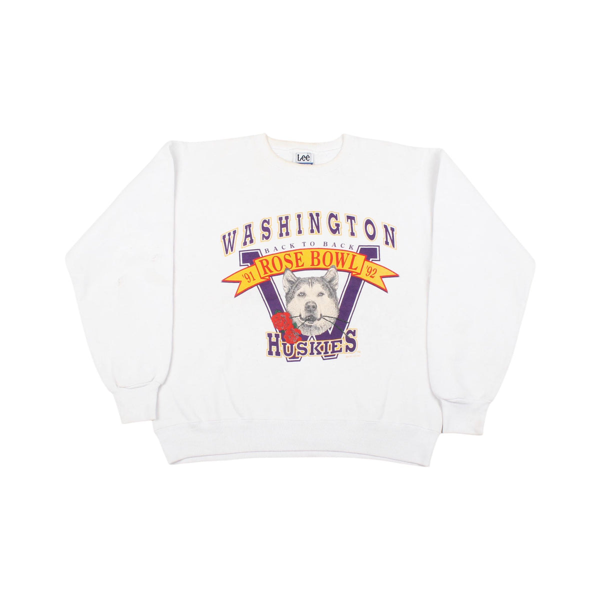Vintage Washington Huskies Rose Bowl Sweatshirt 1991 1992 White Lee Crewneck NCAA College Football Pullover Made in USA Sweatshirt – Everyday Comfort · Great Gift For Fans