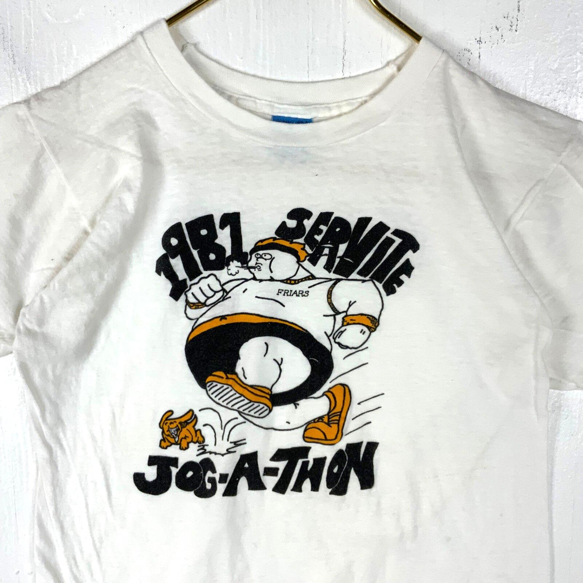 Vintage 198039s TShirt Large White Made Usa Servite Frairs 1981 JogAThon Graphic Tee – Fan Favorite · Trending Graphic Apparel