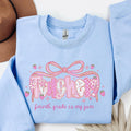 Fourth Grade Teacher Sweatshirt for Fourth Grade Squad or Crew Floral Boho Strawberry Crewneck with Messy Coquette Bow Fruit Lover Teacher Sweatshirt – Cozy Vibes · Must-Have Style