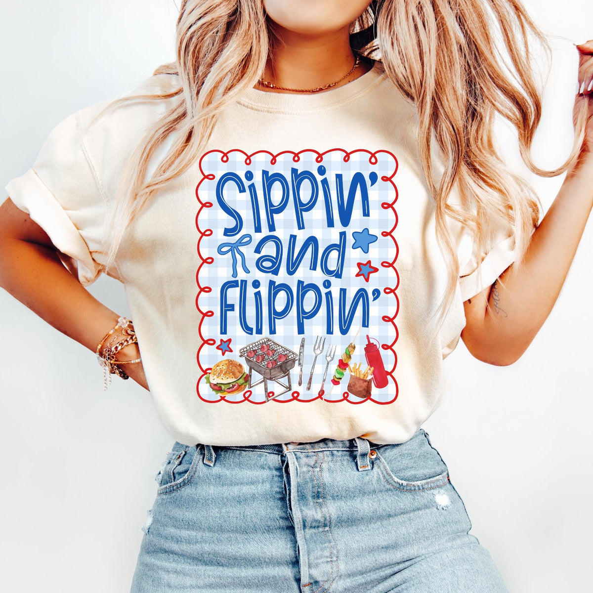 Sippin and Flippin Summer Shirt Summer Summer Tee Shirt Summer Vibes Trendy Tee Funny July 4th Graphic Tee – Cozy Vibes · Perfect For Daily Wear