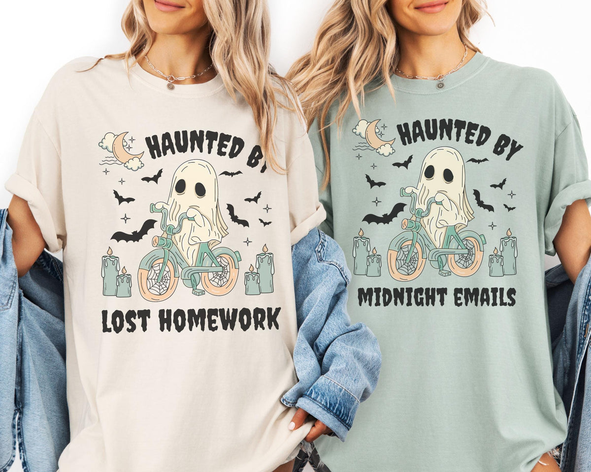 Funny Halloween Teacher Tee Shirt with Cute Spooky Ghost Silly High School Teacher Elementary Teacher TShirt School Librarian 1st Grade Graphic Tee – Premium Graphic · Great Gift For Fans