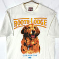Vintage Roots Lodge TShirt Medium White Single Stitch Made Canada Dog 1990s Graphic Tee – Cozy Vibes · Must-Have Style