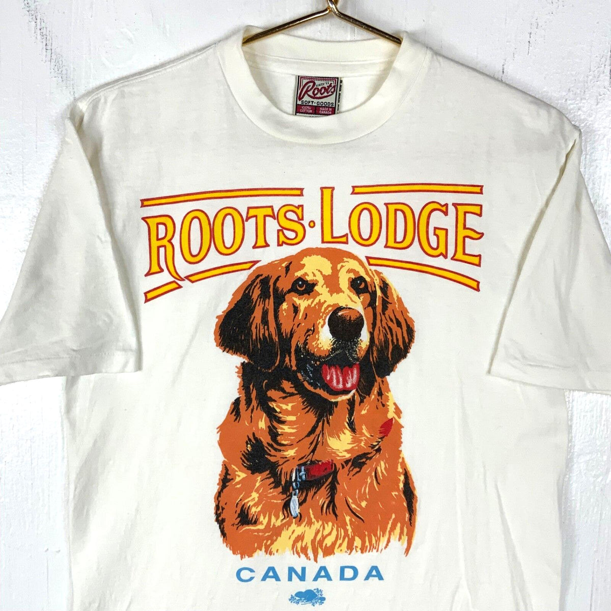 Vintage Roots Lodge TShirt Medium White Single Stitch Made Canada Dog 1990s Graphic Tee – Cozy Vibes · Must-Have Style