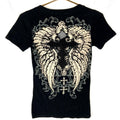 Vintage Y2k Women39s TShirt XS Black Double Sided Cross Wings Mesh Graphic Tee – Bold Style · Top Pick For Any Outfit