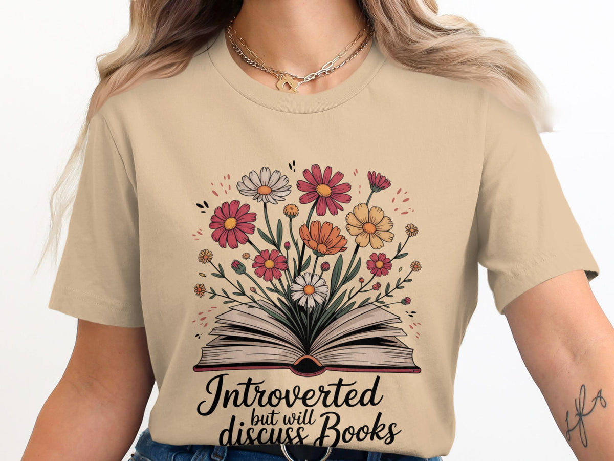 Introverted Discuss Books TShirt Book Lover Shirt Floral Book Design Introvert Gift Reader TShirt Bookworm Tee Bookish Shirt Graphic Tee – Everyday Comfort · Top Pick For Any Outfit