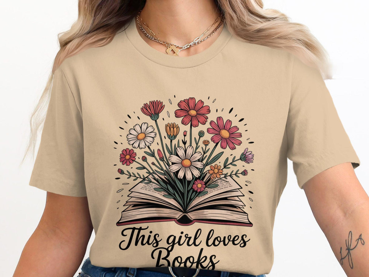 This Girl Loves Books TShirt Floral Book Design Book Lover Shirt Gift for Reader Bookish Tee Flowers and Books Literary Tee Graphic Tee – Bold Style · Top Pick For Any Outfit