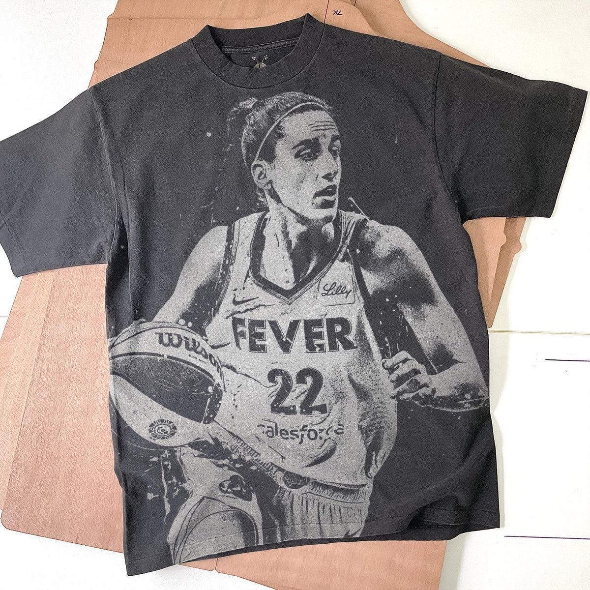 Caitlin Clark Handmade Bleached t shirt Basketball Unisex Faded black cotton t shirt spray art Gift for him Gift for her Graphic Tee – Bold Style · High-Quality Print