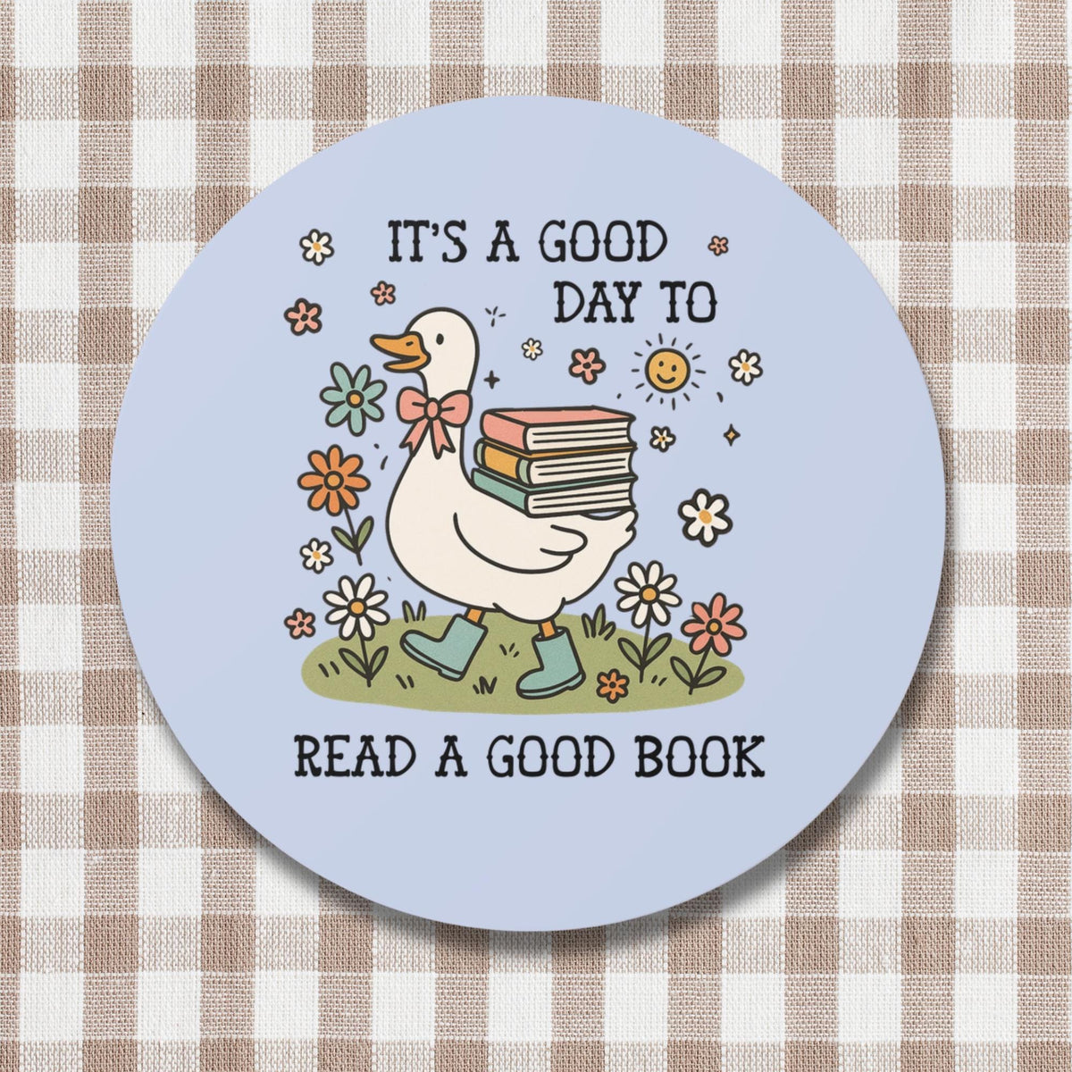 Book Lover Silly Goose Sticker for School Librarian Reading Teacher Cute Romance Reader Bookish Sticker with Flowers for Animal Lover Graphic Tee – Soft Feel · Great Gift For Fans