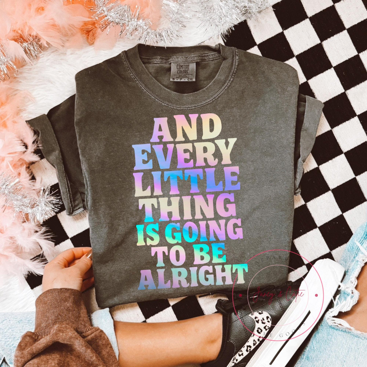 Everything Little Thing Is Going to Be Alright Inspirational Shirt Positivity Shirt Mental Health ShirtTrendy Aesthetic Oversized Graphic Graphic Tee – Everyday Comfort · Must-Have Style